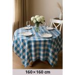 Mira Home Fiber Kareli Masa Örtüsü Sofra Bezi Ekose Desen 160x160 Cm Turkuaz
