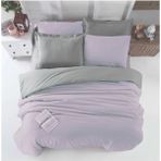 Mira Home Four Season Lila Gri Pamuklu Çift Kişilik Lastikli Çarşaflı Nevresim Takımı