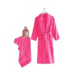 Mira Home Havlulu Banyo Bornoz Takımı%100 Pamuklu Softeco Fuşya L-XL