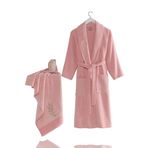 Mira Home Havlulu Banyo Bornoz Takımı%100 Pamuklu Softeco Pembe S-M