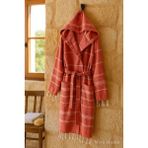 Mira Home Kapüşonlu Kadın / Erkek Peştemal Bornoz Soft %100 Pamuklu Natural - Kiremit - 2XL