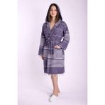 Mira Home Kapüşonlu Kadın / Erkek Peştemal Bornoz Soft %100 Pamuklu Natural - Mor