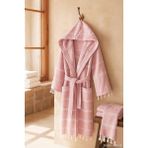 Mira Home Kapüşonlu Kadın / Erkek Peştemal Bornoz Soft %100 Pamuklu Natural - Pembe