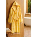 Mira Home Kapüşonlu Kadın / Erkek Peştemal Bornoz Soft %100 Pamuklu Natural - Sarı