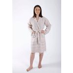 Mira Home Kapüşonlu Kadın / Erkek Peştemal Bornoz Soft %100 Pamuklu Natural