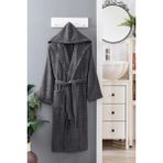 Mira Home Kapüşonlu Unisex Banyo Bornozu %100 Soft Pamuklu Antrasit - Çok Renkli
