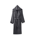 Mira Home Kapüşonlu Unisex Banyo Bornozu%100 Soft Pamuklu Gri 3XL
