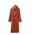 Mira Home Kapüşonlu Unisex Banyo Bornozu%100 Soft Pamuklu Kahve L-XL