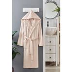 Mira Home Kapüşonlu Unisex Banyo Bornozu%100 Soft Pamuklu Krem S-M