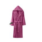 Mira Home Kapüşonlu Unisex Banyo Bornozu%100 Soft Pamuklu Mürdüm S-M