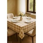 Mira Home Kareli Masa Örtüsü Sofra Bezi 160X160 cm Happytime - Bej - 160 x 160 cm