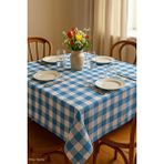 Mira Home Kareli Masa Örtüsü Sofra Bezi 160x160 Cm Happytime Turkuaz Çok Renkli