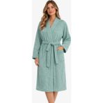 Mira Home Kimono Yaka Unisex Pamuklu Tek Kişilik Bornoz Yeşil - S - M - Çok Renkli