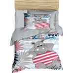 Mira Home Yenidoğan Erkek Bebek Nevresim Takımı 3D Pamuklu Tropical Summer - 100 x 150 cm - Mavi