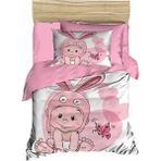 Mira Home Yenidoğan Kız Bebek Nevresim Takımı %100 Pamuklu Tavşan Kulak - 100 x 150 cm - Pembe