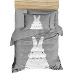 Mira Home Yenidoğan Kız / Erkek Unisex Bebek Nevresim Takımı %100 Pamuklu Gri Tavşan - 100 x 150 cm