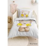 Mira Home Yenidoğan Kız / Erkek Unisex Bebek Nevresim Takımı 3D Pamuklu Civciv - 100 x 150 cm - Gri