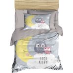 Mira Home Yenidoğan Kız / Erkek Unisex Bebek Nevresim Takımı 3D Pamuklu Good Night Gri - 100 x 150 cm