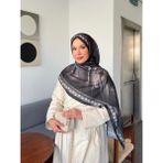 Mira İpek Desenli Pamuk Soft Şal Marline Serisi - Siyah-Gri