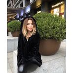 Mira Peluş Kapişonlu Yumoş Kürk Kaban - Siyah