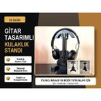 Mira Tasarım Gitar Şeklinde Oyuncu ve Yayıncı Kulaklık Standı - Siyah