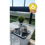 Mira züccaciye Lüx Sarı 1 Kelebek Aksesuarlı Paslanmaz Çelik 6’lı Gümüş Kahve, Çay, Dekoratif Sunum Servis Tepsisi