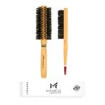 Mirabelle Pro Topuz Fırçası + Doğal At Kılı Pro Fön Fırçası Yüksek Isıya Dayanıklı Ahşap Saplı Büyük Boy M086