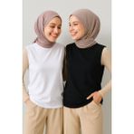 Mırach 2'li Paket Bisiklet Yaka Kolsuz Bluz Seti - Siyah ve Beyaz - Siyah - Beyaz - L - XL