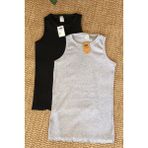 Mırach 2'li Paket Fitilli Atlet Bluz - Gri ve Siyah - Gri - Siyah - Standart