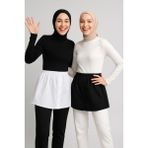 Mırach 2'li Paket Gömlek Etek Seti - Siyah ve Beyaz | Poplin Içlik Astar Uzatıcı Etek - Siyah - Beyaz - L - XL