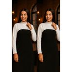 mirach 2’li Set Beyaz Dik Yaka Boyunluklu Kolluk Modeli Uzun Kollu Tesettür İçlik Penye Pamuk Likralı Esnek
