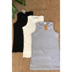 Mırach 3'lü Paket Kalın Askılı Fitilli Basic Atlet - Siyah, Beyaz ve Gri - Siyah - Beyaz - Gri - Standart