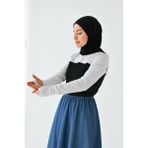 Mirach Balıkçı Parmaklı Boyunluklu Kolluk Tesettür Boyunluk Uzun Kollu Boyunluk Body Bluz Bolero - Beyaz - Standart