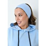 mirach Kapüşon Yelek Açık Mavi Kapşon Yaka Uzun Düğmeli Yelek Oversize Sweatshirt Sweat Yelek Kolsuz Panço