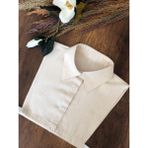 Mirach Keten Polo Yaka Kolsuz Yarım Gömlek | Lastikli Esnek Crop Gömlek Yelek Boyunluk - 13S-Krem - L - XL