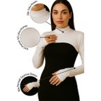 Mirach Parmak ve El Geçmeli Dik Yaka Boyunluklu Kolluk Penye Pamuk Uzun Kollu Tesettür Bodysuit Kolluk - Beyaz - Standart