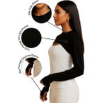 Mirach Sıfır Yaka Parmak ve El Geçmeli Boyunluklu Kolluk Penye Pamuk Uzun Kollu Tesettür Bodysuit Kolluk - Siyah - Standart
