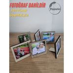 Miracix 2 Adet Ahşap (Fotoğraf Dahil) Polaroid Mini Fotoğraf Çerçevesi - 9X9CM Dekoratif Masa Üstü Çerçeve - Krem