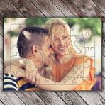 Miracix Kişiye Özel A4 Puzzle 48 Parça – I Love You Tasarımlı Fotoğraflı Hediye - 48 Parça Love You
