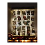 Miracix Mandallı İpli Işıklı Fotoğraf Askısı, Ledli Anı Duvarı, Ahşap Fotoğraf Çerçevesi Ahşap 50 x 60
