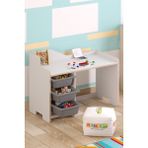 Miracle 3D Çocuk Çalışma Masası 90X45 cm 3 Sepetli Çocuk Çalışma Masası (Sandalye Yoktur) - Beyaz - 90 x 45 cm