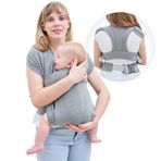 Miracle Baby Bebek Wrap Taşıyıcı Sling, Yenidoğanlar, Bebekler ve Küçük Çocuklar için X Şeklinde Tam Destek ve Konfor, Her Boyutta Anne ve için Bebek Taşıyıcı, 15KG'ye kadar, En İyi Bebek Duş Hediyesi (Gri)