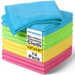 MIRACLEAN Mikrofiber Temizleme Bezleri 12'li Paket - 12 x 12 inç Ekranlar, Toz Alma ve Aletler için Çizgisiz Tüy Bırakmayan Bez Mendil - Premium Gözlük Temizleme Bezi Seti