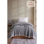 Miracolo Home Antrasit Müslin 4 Katlı Yatak Örtüsü Pike Tek Kişilik Pamuklu Pike 170X207