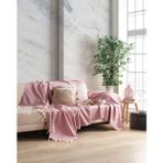 Miracolo Home Pamuklu Dekoratif Koltuk Kanepe Çekyat Örtüsü 170X230 Boyutlu Optimal Kaymaz Tasarım-Gül Kurusu - 170 x 230 cm