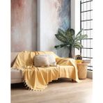 Miracolo Home Pamuklu Dekoratif Koltuk Kanepe Çekyat Örtüsü 170X230 Boyutlu Optimal Kaymaz Tasarım-Hardal - 170 x 230 cm
