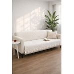 Miracolo Home Pamuklu Koltuk Örtüsü Şalı Kaymaz Dokulu Çok Amaçlı Kanepe Çekyat Örtüsü - 170 x 200 cm - Ekru