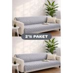 Miracolo Home Pamuklu Koltuk Örtüsü Şalı Kaymaz Dokulu Çok Amaçlı Kanepe Çekyat Örtüsü 170X200 cm 2'li Paket - 170 x 200 cm - Antrasit