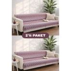 Miracolo Home Pamuklu Koltuk Örtüsü Şalı Kaymaz Dokulu Çok Amaçlı Kanepe Çekyat Örtüsü 170X200 cm 2'li Paket - 170 x 200 cm - Bordo