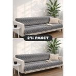 Miracolo Home Pamuklu Koltuk Örtüsü Şalı Kaymaz Dokulu Çok Amaçlı Kanepe Çekyat Örtüsü 170X200 cm 2'li Paket - 170 x 200 cm - Siyah